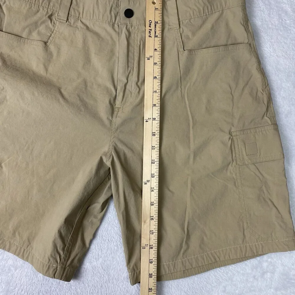 Orvis Tech Cargo Shorts Mens 36 Tan Hiking Outdoor Ripstop Nylon Stretch Media